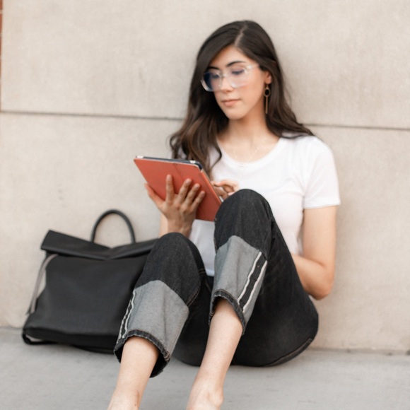 POL Black Denim Straight Leg Jeans Faux Cuff - Picture 2 of 8